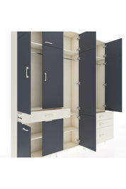 Arges Dolap 8 Raflı 4 Çekmeceli 3 Askılı 220x30x243 Aytaşı-Antrasit/Aytaşı