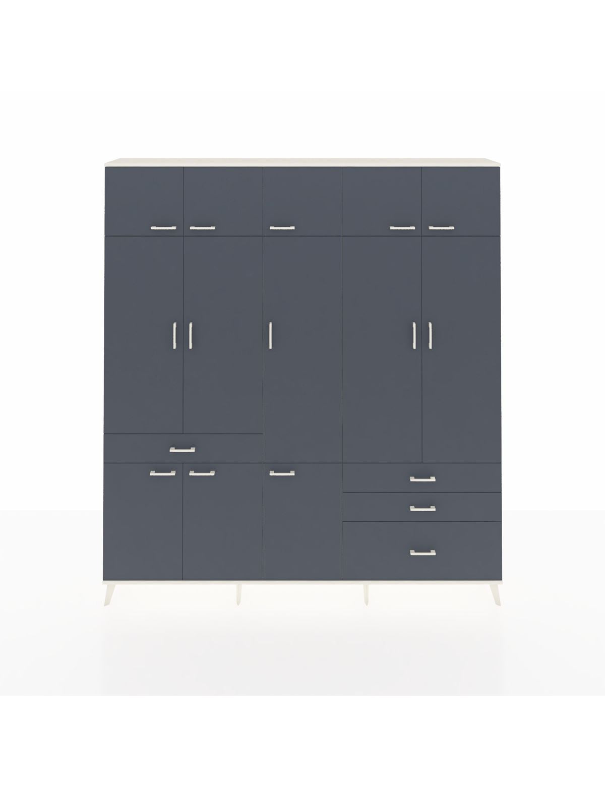 Arges Gardrop 8 Raflı 4 Çekmeceli 3 Askılı 220x30x243 Aytaşı-Antrasit