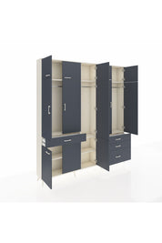 Arges Gardrop 8 Raflı 4 Çekmeceli 3 Askılı 220x30x243 Aytaşı-Antrasit