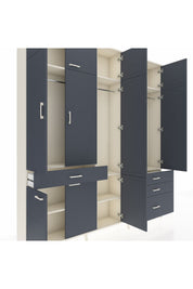 Arges Gardrop 8 Raflı 4 Çekmeceli 3 Askılı 220x30x243 Aytaşı-Antrasit