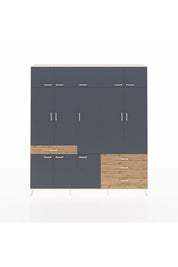 Arges Dolap 8 Raflı 4 Çekmeceli 3 Askılı 220x30x243 Aytaşı-Antrasit/Çam