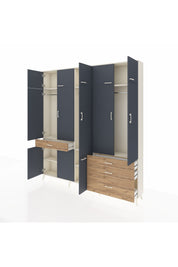 Arges Dolap 8 Raflı 4 Çekmeceli 3 Askılı 220x30x243 Aytaşı-Antrasit/Çam