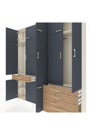 Arges Dolap 8 Raflı 4 Çekmeceli 3 Askılı 220x30x243 Aytaşı-Antrasit/Çam