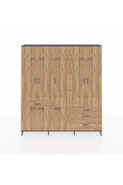 Arges Gardrop 8 Raflı 4 Çekmeceli 3 Askılı 220x30x243 Antrasit-Çam