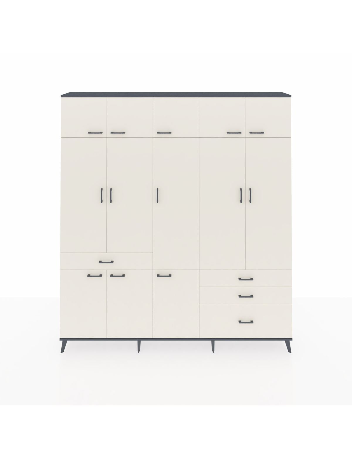 Arges Gardrop 8 Raflı 4 Çekmeceli 3 Askılı 220x30x243 Antrasit-Aytaşı