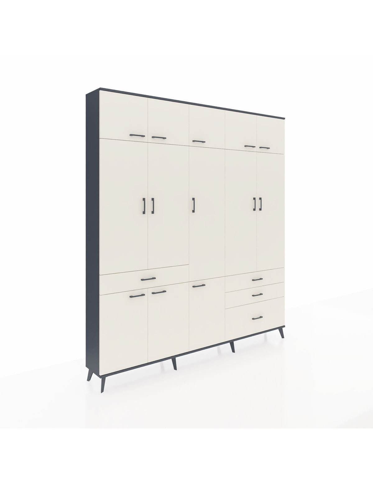 Arges Gardrop 8 Raflı 4 Çekmeceli 3 Askılı 220x30x243 Antrasit-Aytaşı