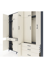 Arges Gardrop 8 Raflı 4 Çekmeceli 3 Askılı 220x30x243 Antrasit-Aytaşı