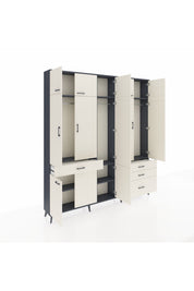 Arges Gardrop 8 Raflı 4 Çekmeceli 3 Askılı 220x30x243 Antrasit-Aytaşı