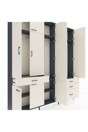 Arges Gardrop 8 Raflı 4 Çekmeceli 3 Askılı 220x30x243 Antrasit-Aytaşı