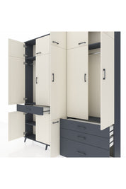 Arges Dolap 8 Raflı 4 Çekmeceli 3 Askılı 220x30x243 Antrasit-Aytaşı/Antrasit