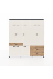 Arges Dolap 8 Raflı 4 Çekmeceli 3 Askılı 220x30x243 Antrasit-Aytaşı/Çam