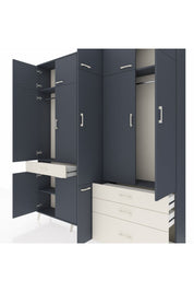 Arges Dolap 8 Raflı 4 Çekmeceli 3 Askılı 220x30x243 Antrasit-Antrasit/Aytaşı