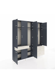 Arges Dolap 8 Raflı 4 Çekmeceli 3 Askılı 220x30x243 Antrasit-Antrasit/Aytaşı