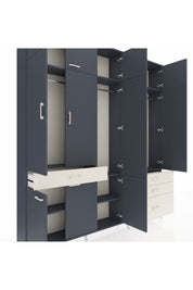 Arges Dolap 8 Raflı 4 Çekmeceli 3 Askılı 220x30x243 Antrasit-Antrasit/Aytaşı