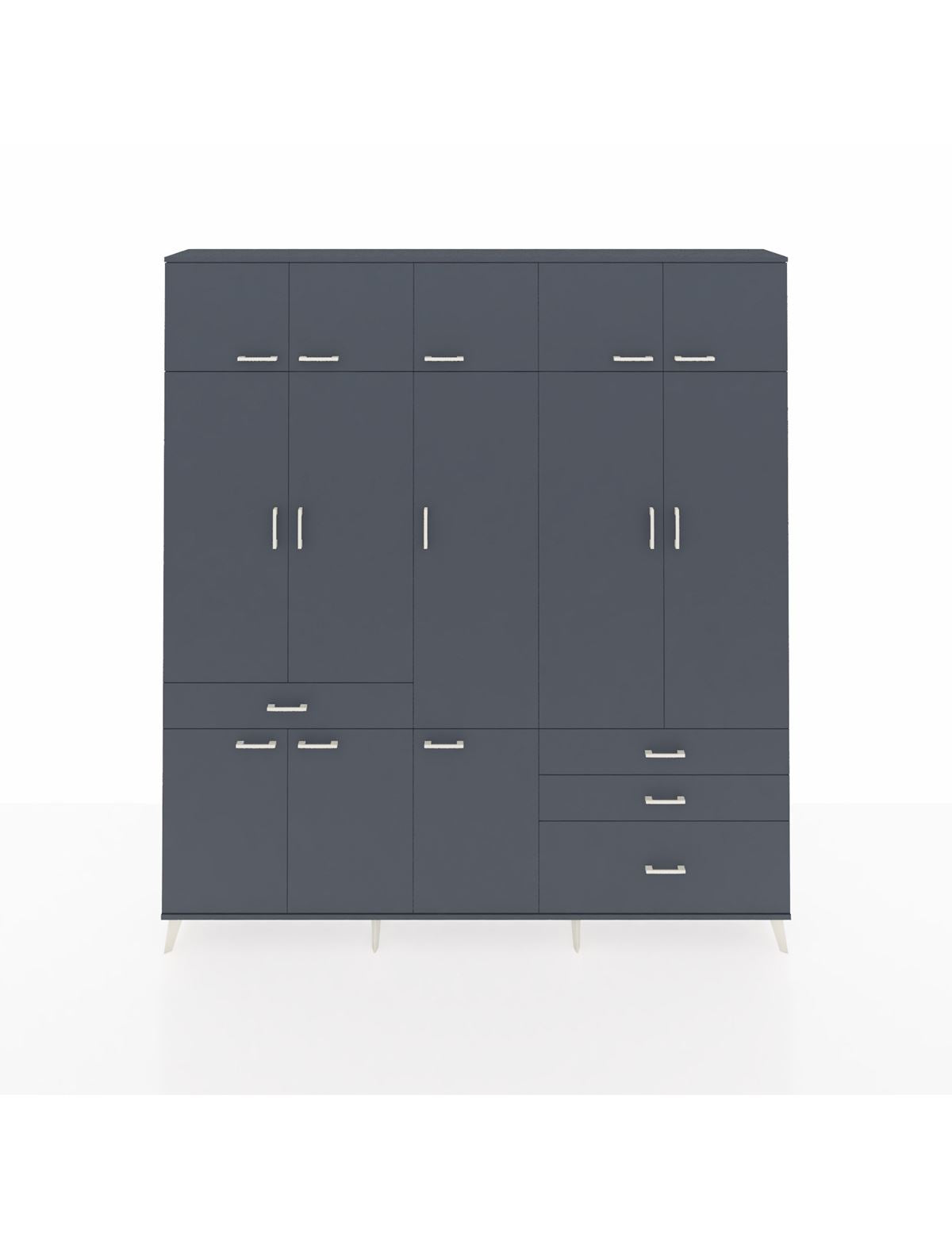 Arges Gardrop 8 Raflı 4 Çekmeceli 3 Askılı 220x30x243 Antrasit-Antrasit