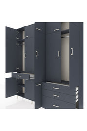 Arges Gardrop 8 Raflı 4 Çekmeceli 3 Askılı 220x30x243 Antrasit-Antrasit