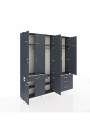 Arges Gardrop 8 Raflı 4 Çekmeceli 3 Askılı 220x30x243 Antrasit-Antrasit