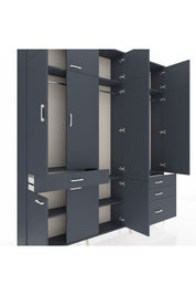 Arges Gardrop 8 Raflı 4 Çekmeceli 3 Askılı 220x30x243 Antrasit-Antrasit