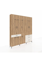 Arges Dolap 8 Raflı 4 Çekmeceli 3 Askılı 220x30x243 Çam-Çam/Aytaşı