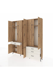 Arges Dolap 8 Raflı 4 Çekmeceli 3 Askılı 220x30x243 Çam-Çam/Aytaşı