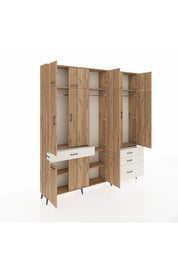 Arges Dolap 8 Raflı 4 Çekmeceli 3 Askılı 220x30x243 Çam-Çam/Aytaşı