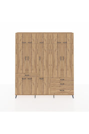 Arges Gardrop 8 Raflı 4 Çekmeceli 3 Askılı 220x30x243 Çam-Çam