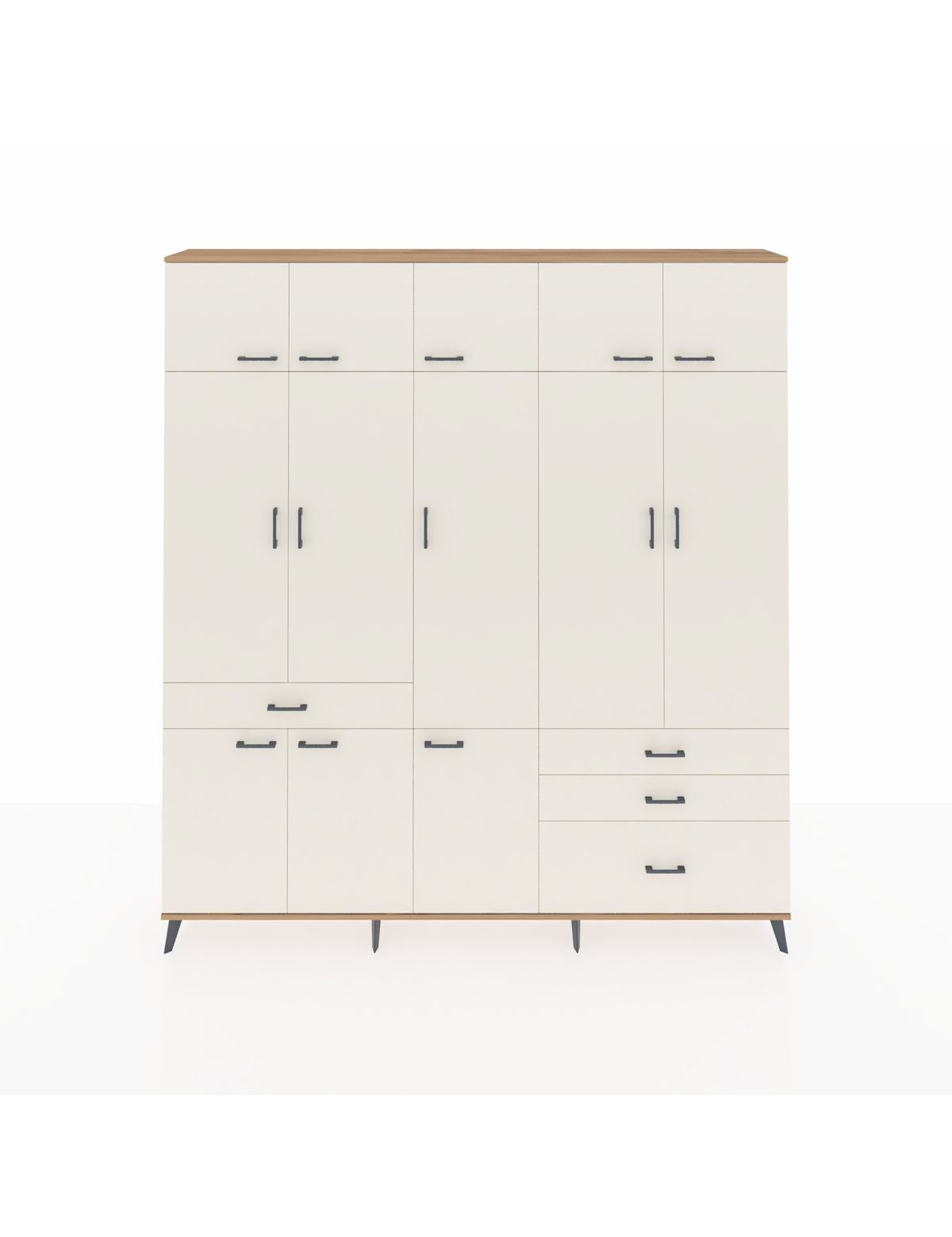 Arges Gardrop 8 Raflı 4 Çekmeceli 3 Askılı 220x30x243 Çam-Aytaşı