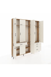 Arges Gardrop 8 Raflı 4 Çekmeceli 3 Askılı 220x30x243 Çam-Aytaşı