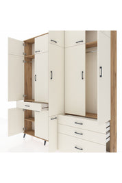 Arges Gardrop 8 Raflı 4 Çekmeceli 3 Askılı 220x30x243 Çam-Aytaşı