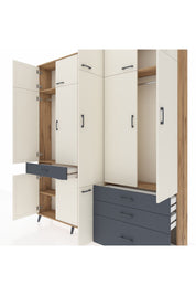 Arges Dolap 8 Raflı 4 Çekmeceli 3 Askılı 220x30x243 Çam-Aytaşı/Antrasit