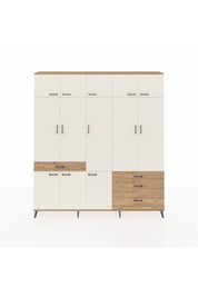 Arges Dolap 8 Raflı 4 Çekmeceli 3 Askılı 220x30x243 Çam-Aytaşı/Çam