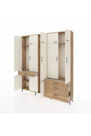 Arges Dolap 8 Raflı 4 Çekmeceli 3 Askılı 220x30x243 Çam-Aytaşı/Çam