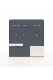 Arges Dolap 8 Raflı 4 Çekmeceli 3 Askılı 220x30x243 Çam-Antrasit/Aytaşı