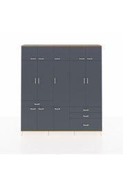 Arges Gardrop 8 Raflı 4 Çekmeceli 3 Askılı 220x30x243 Çam-Antrasit