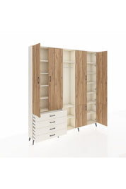 Arges Dolap 14 Raflı 4 Çekmeceli Tek Askılı 220x30x243 Aytaşı-Çam/Aytaşı