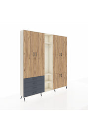 Arges Dolap 14 Raflı 4 Çekmeceli Tek Askılı 220x30x243 Aytaşı-Çam/Antrasit