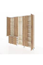 Arges Gardrop 14 Raflı 4 Çekmeceli Tek Askılı 220x30x243 Aytaşı-Çam