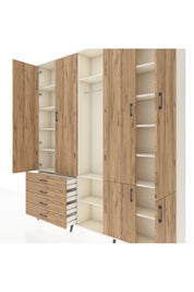 Arges Gardrop 14 Raflı 4 Çekmeceli Tek Askılı 220x30x243 Aytaşı-Çam