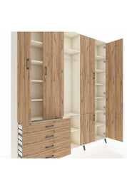 Arges Gardrop 14 Raflı 4 Çekmeceli Tek Askılı 220x30x243 Aytaşı-Çam