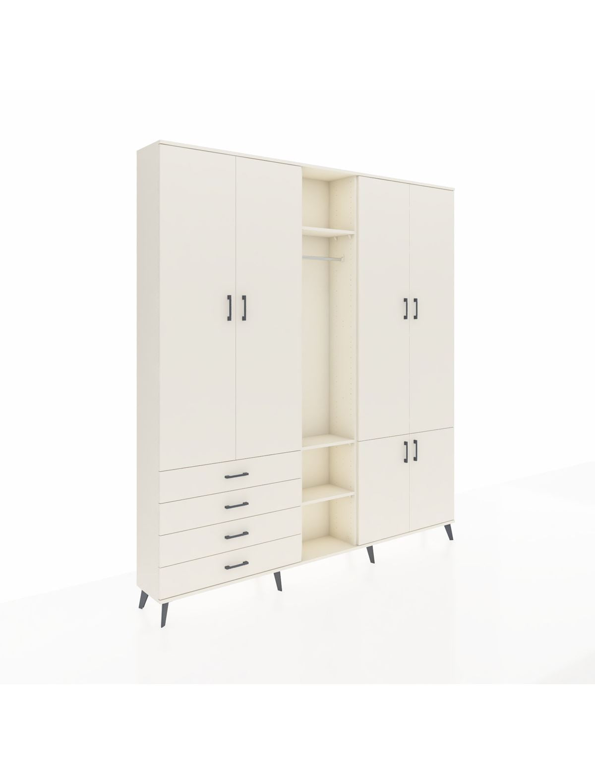 Arges Gardrop 14 Raflı 4 Çekmeceli Tek Askılı 220x30x243 Aytaşı-Aytaşı