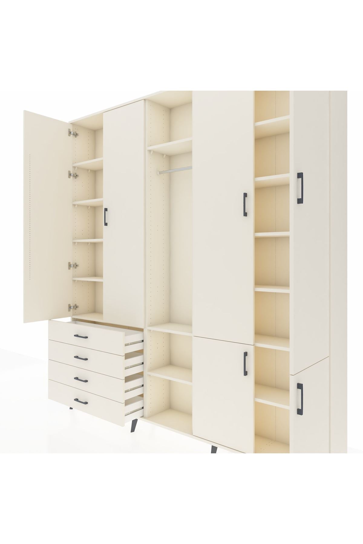 Arges Gardrop 14 Raflı 4 Çekmeceli Tek Askılı 220x30x243 Aytaşı-Aytaşı