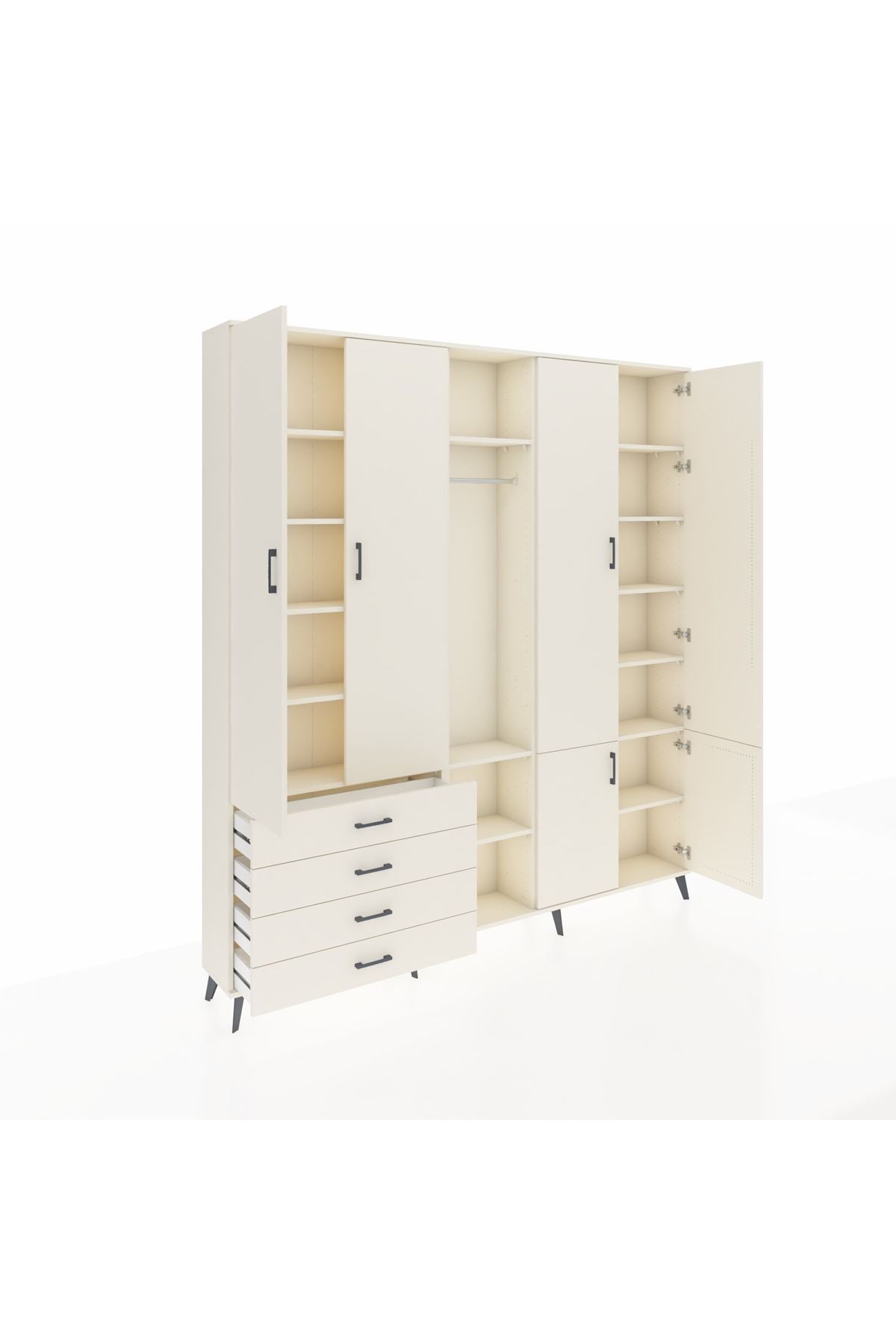 Arges Gardrop 14 Raflı 4 Çekmeceli Tek Askılı 220x30x243 Aytaşı-Aytaşı