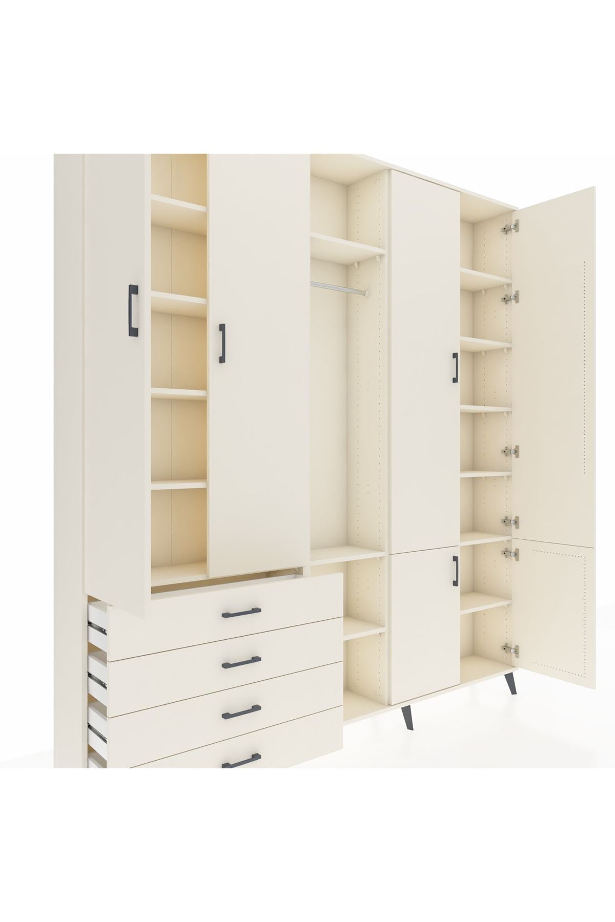 Arges Gardrop 14 Raflı 4 Çekmeceli Tek Askılı 220x30x243 Aytaşı-Aytaşı