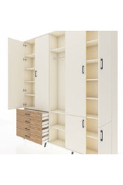 Arges Dolap 14 Raflı 4 Çekmeceli Tek Askılı 220x30x243 Aytaşı-Aytaşı/Çam