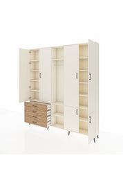 Arges Dolap 14 Raflı 4 Çekmeceli Tek Askılı 220x30x243 Aytaşı-Aytaşı/Çam