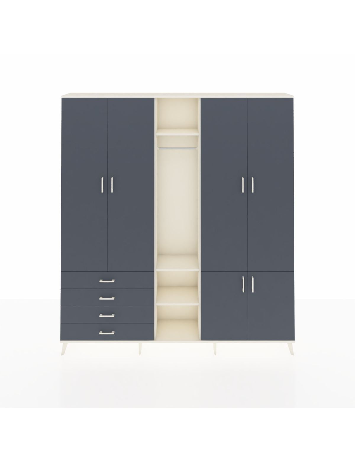 Arges Gardrop 14 Raflı 4 Çekmeceli Tek Askılı 220x30x243 Aytaşı-Antrasit