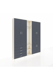 Arges Gardrop 14 Raflı 4 Çekmeceli Tek Askılı 220x30x243 Aytaşı-Antrasit