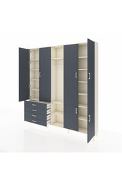 Arges Gardrop 14 Raflı 4 Çekmeceli Tek Askılı 220x30x243 Aytaşı-Antrasit