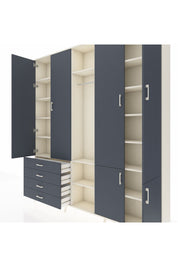 Arges Gardrop 14 Raflı 4 Çekmeceli Tek Askılı 220x30x243 Aytaşı-Antrasit