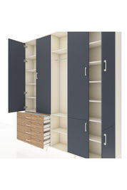 Arges Dolap 14 Raflı 4 Çekmeceli Tek Askılı 220x30x243 Aytaşı-Antrasit/Çam